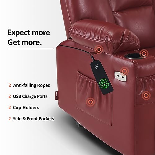 MCombo Small Power Lift Recliner Chair with Massage and Heat, Faux Leather, Dark Brown E441