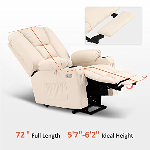 MCombo Small Power Lift Recliner Chair with Massage and Heat, Faux Leather, Dark Brown E441