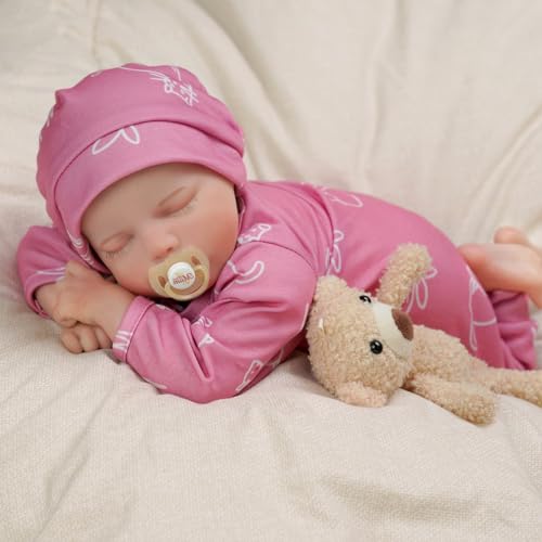 JIZHI Lifelike Reborn Baby Doll Girl 17-Inch Poseable Full Vinyl Body with Feeding Kit D92518