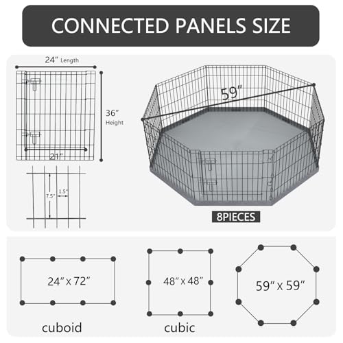 PETIME Foldable Metal Dog Exercise Pen 8 Panel with Bottom Pad C444