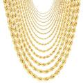 Nuragold 10K Yellow Gold Solid Rope Diamond Cut Chain Necklace/Lengths 16"- 30" / Widths 1mm - 10mm / Italian Made Jewelry for Men and Women