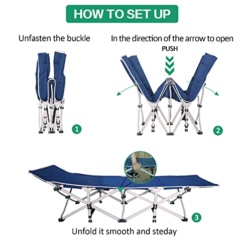 XXL Camping Cot for Adults with Mattress Heavy Duty Folding Bed with Carry Bag H5280