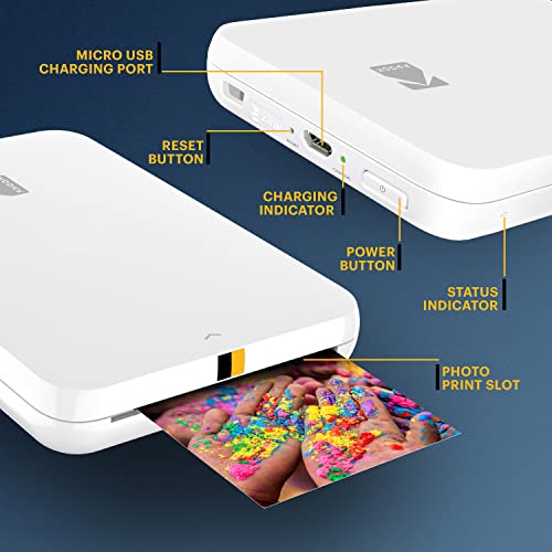 KODAK Step Slim Instant Smartphone Photo Printer - Portable Wireless Zink 2x3" Sticky-Back Photos - White Y902