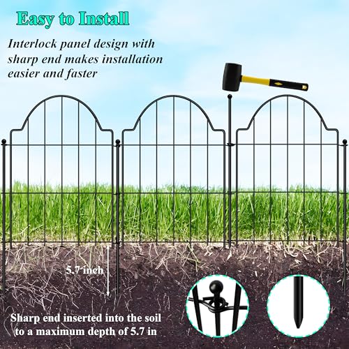 Animal Barrier Fence 17in x 10.6ft, No Dig Rustproof Metal Garden Border, 10 Pack Q1374
