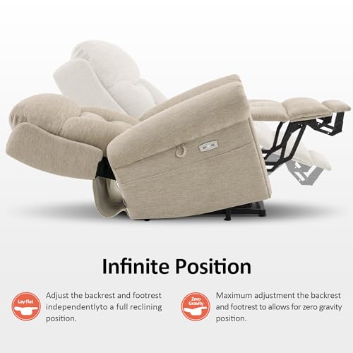 MCombo Triple Motor Power Lift Recliner Chair with Massage and Heating, Fabric, Coffee M573841