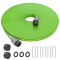 Sprinkler Soaker Hose 50 FT for Yard Garden, Flat Soaker Hose with Stakes, Irrigation Drip Hose, Watering Hose with Holes for Lawn
