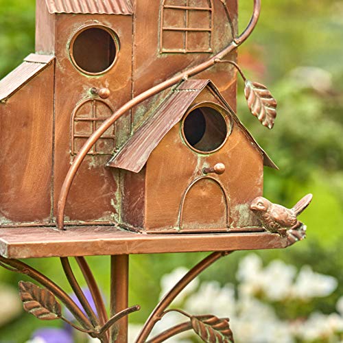 Large Copper Multi-Birdhouse Stakes for 4 Bird Families A740