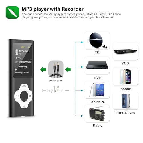 AUOKING MP3 Player 32GB with Voice Recorder and FM Radio, Blue X64700