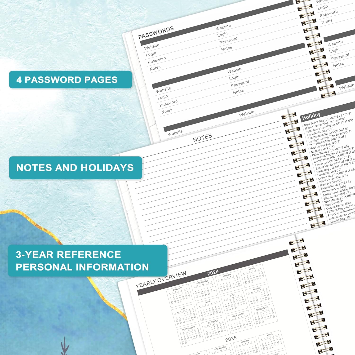 2024-2026 Monthly Planner 9" x 11" with Flexible Cover R965
