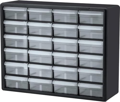 Akro-Mils 24-Drawer Plastic Storage Cabinet, Black I624065