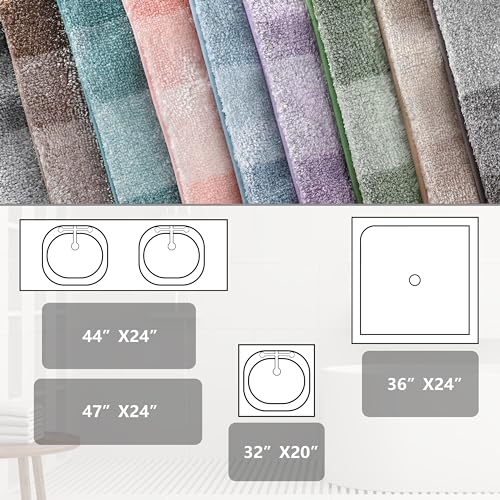 Yimobra Bathroom Rugs Mat, Non Slip Shaggy Shower Rug, 24"x17", Blue Gray V4100