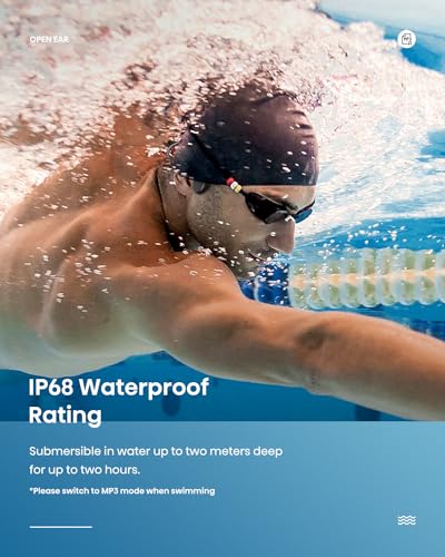Swimming Headphones IP68 Waterproof Bone Conduction Bluetooth 5.3 with MP3 Player 32G F859761