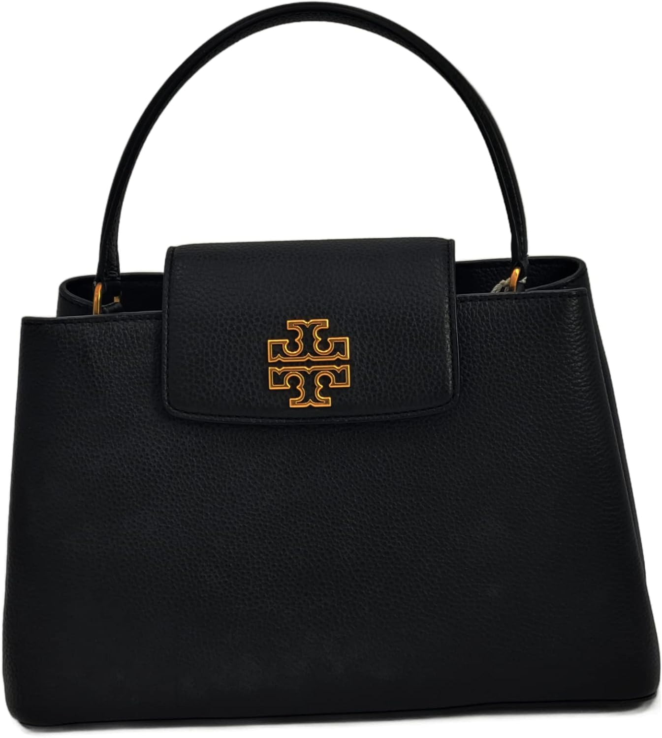 Tory Burch Britten Pebbled Leather Satchel Bag, Black G68388
