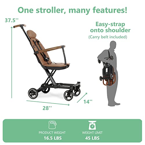 Evolur Cruise Rider Stroller, Lightweight Compact Fold Travel Stroller, Cognac B33336