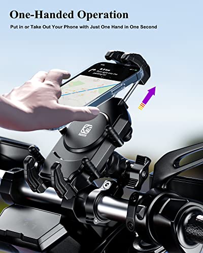 BRCOVAN Motorcycle Phone Holder with Vibration Dampener, Anti-Theft Mount for 5.4''-7.2'' Smartphones C49279