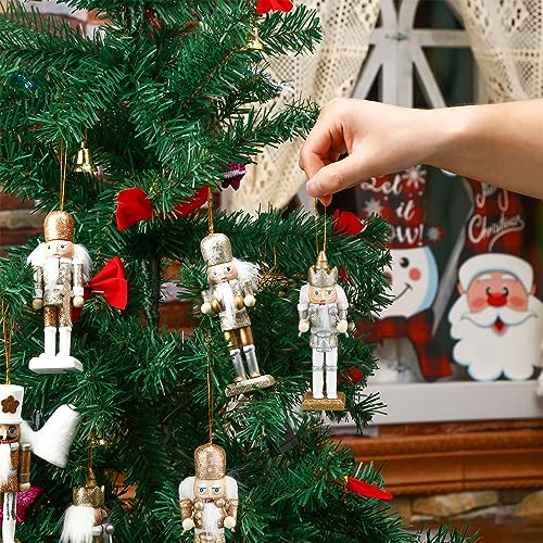 Jetec 10 Pcs Christmas Nutcracker Wooden Hanging Ornaments 5 Inch U816355