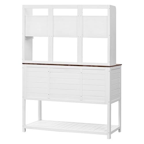 Outdoor Wooden Potting Bench Table with Drawers and Storage Shelves C672480