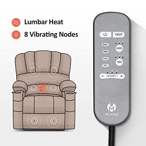 MCombo Oversized Power Lift Recliner Chair for Elderly with Heat and Massage, Faux Leather, Dark Brown N537