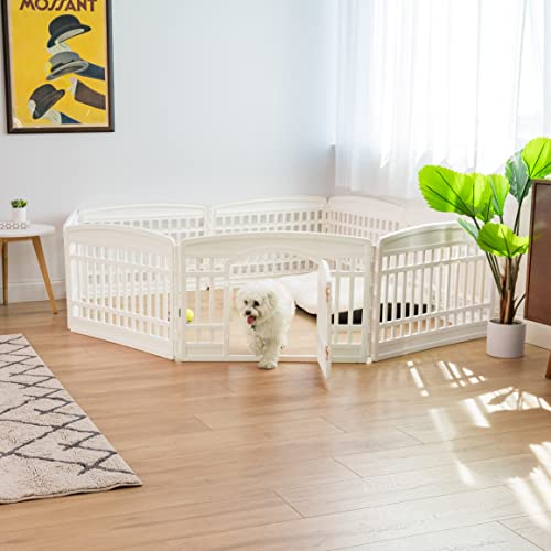 IRIS USA 24" 8-Panel Dog Playpen for Puppies & Small Dogs, White X20638