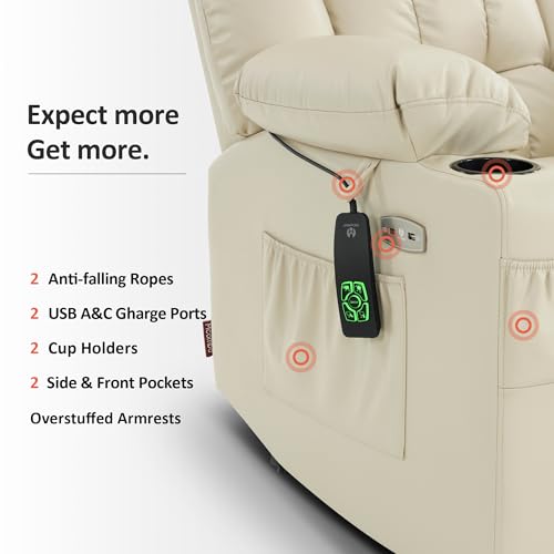 MCombo Dual Motor Power Lift Recliner Chair for Elderly with Heat and Massage, Black E570141