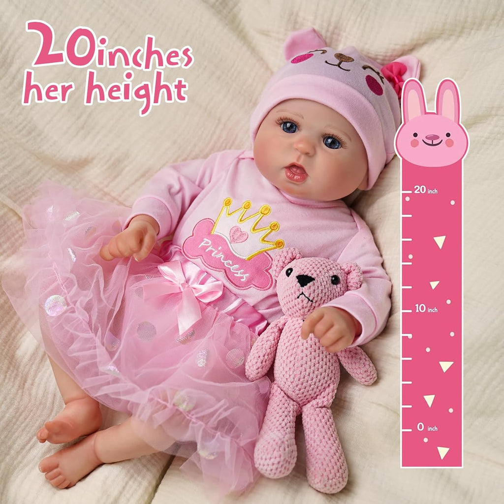 JIZHI Reborn Baby Dolls 20-Inch Soft Vinyl Girl with Gift Box Y172