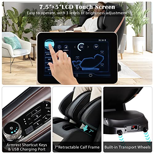 Giantex 3D Full Body Massage Chair, Zero-Gravity Recliner with Touch Screen, SL Track, Black + Brown U7449