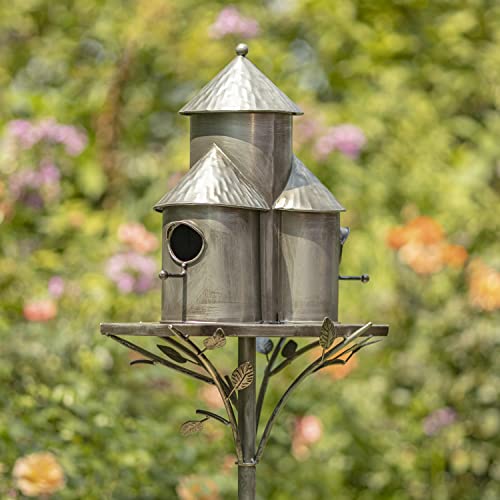 Large Copper Multi-Birdhouse Stakes for 4 Bird Families A740