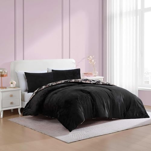 Betsey Johnson Full/Queen Velvet Comforter Set with Shams, Floral, Oeko-Tex Certified H481896
