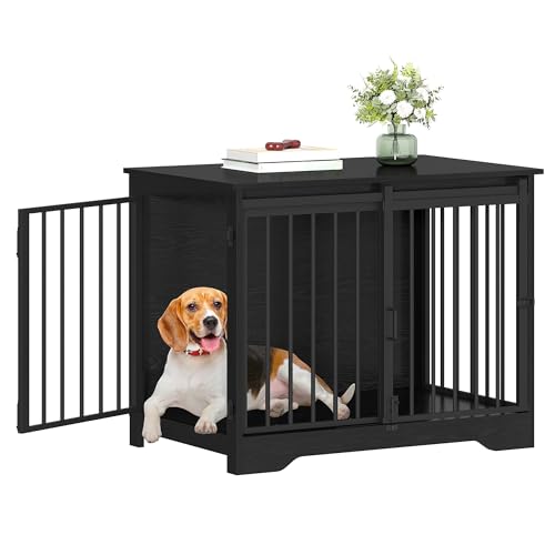 Dog Crate Furniture with Barn Door for Small Medium Dogs, Rustic Brown P911