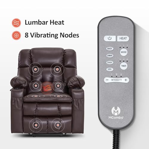 MCombo Dual Motor Power Lift Recliner Chair for Elderly with Heat and Massage, Black E570141
