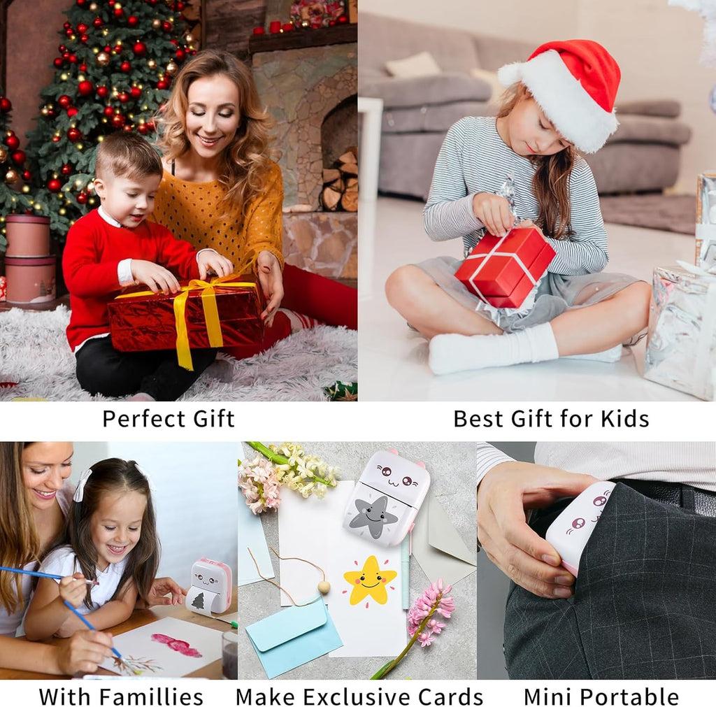 Mini Portable Printer with 7 Rolls Paper, Bluetooth Wireless for Smartphone P54171