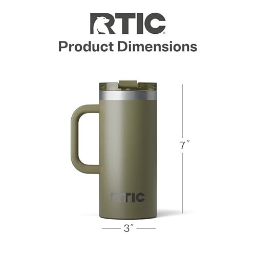 RTIC 20oz Road Trip Travel Mug with Lid and Handle, Insulated Stainless Steel P393441