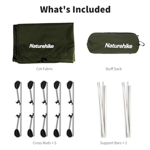 Naturehike GreenWild Ultralight Folding Camping Cot, Portable Bed for Adults, Black E2550