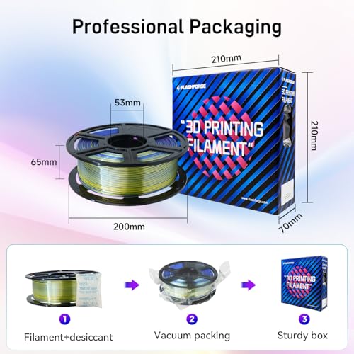 FLASHFORGE Silk PLA 3D Printer Filament 1.75mm 1KG, Multicolored Gradient V83097