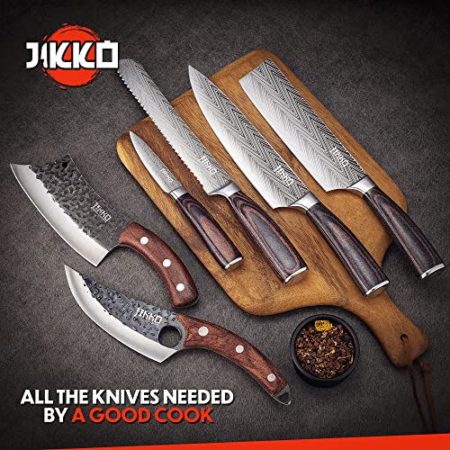 Jikko 67 Layers Carbon Steel Japanese Knife Set with Wood Handles, 6 Pieces L7977