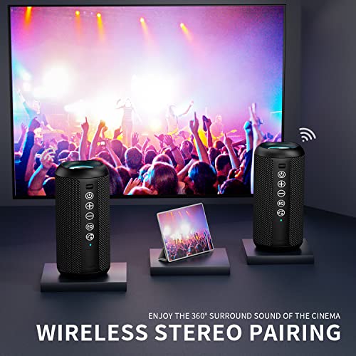 Ortizan Portable Bluetooth Speaker IPX7 Waterproof 24W Loud Sound, Black J77282