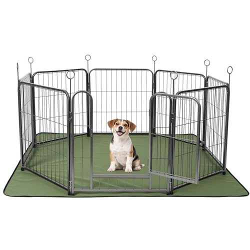 Lekesky 24 Inch 8 Panel Dog Playpen with Bottom Mat, Black E956