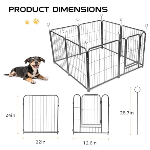 Lekesky 24 Inch 8 Panel Dog Playpen with Bottom Mat, Black E956