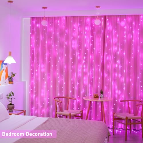 JMEXSUSS 300 LED Remote Control Christmas Curtain Lights, Warm White V64841