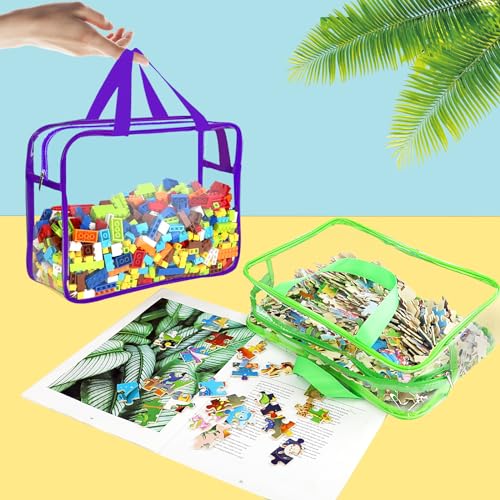 6 Packs Large Toy Storage Bags with Labels, Clear PVC Organizer with Zipper W66156