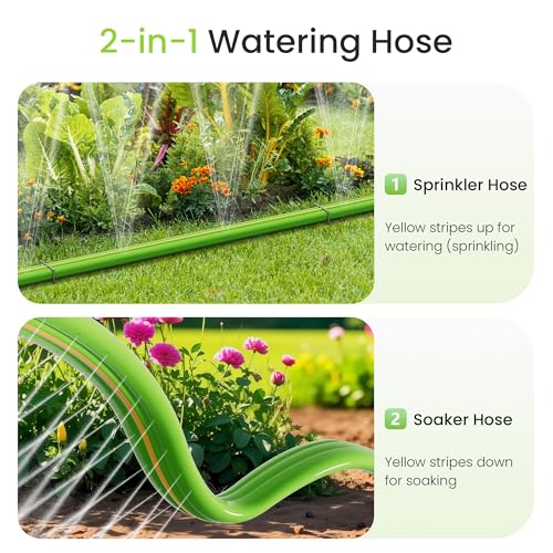 Flat Soaker Hose 50ft with Stakes for Garden Lawn Irrigation V83113
