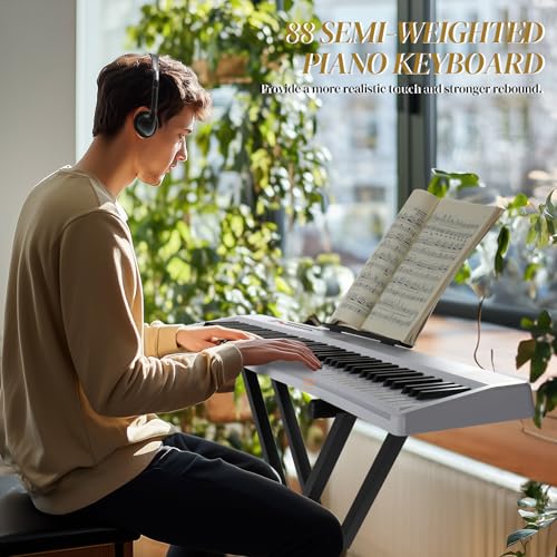 Ktaxon Weighted Keyboard Piano 88 Keys Digital Piano with Stand, Bag, Pedal, Headphones and MIDI Bluetooth M8426