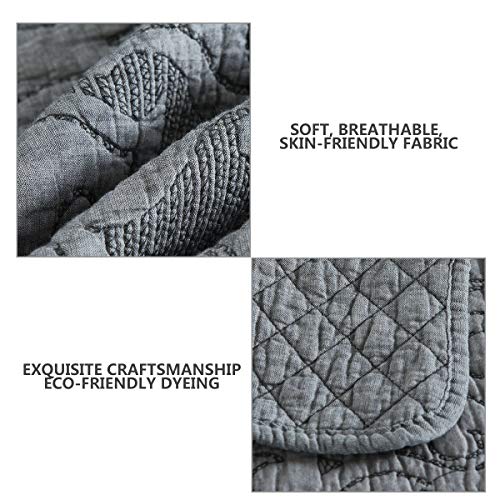 Travan Cotton Quilt Set 3-Piece King Reversible Embroidered Bedding with Shams D49534
