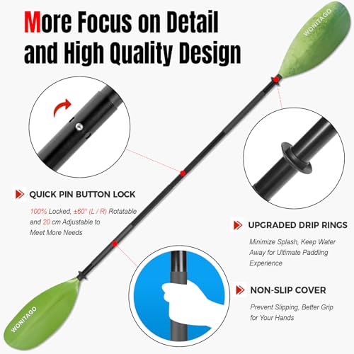 Kayak Paddles with Alloy Shaft and PP Blade, Adjustable 230-250 cm E1062