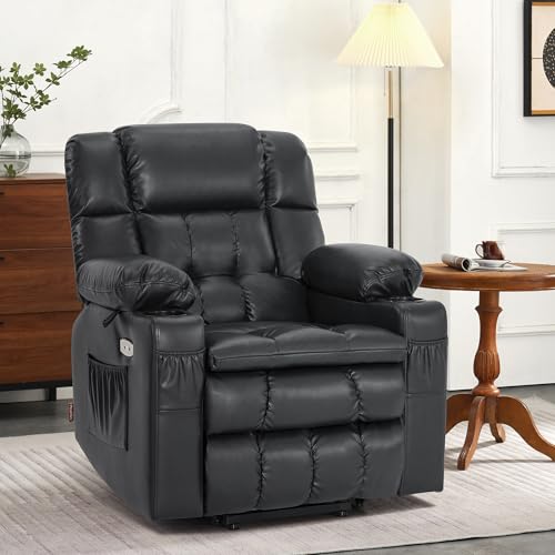 MCombo Dual Motor Power Lift Recliner Chair for Elderly with Heat and Massage, Black E570141