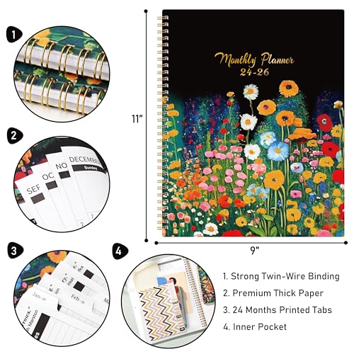 2024-2026 Monthly Planner 8.5" x 11" with Tabs and Back Pocket A102963