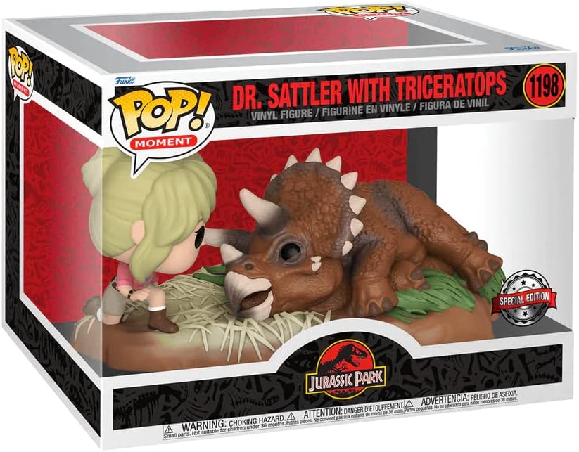 Dr. Sattler Funko Jurassic Park POP! Moment Vinyl figurine with Triceratops Special Edition 9 cm
