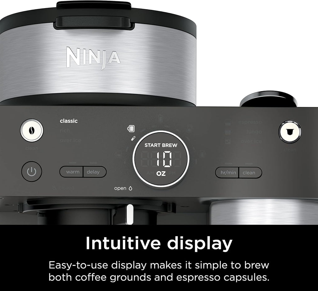 Ninja Espresso & Coffee Barista System, Single-Serve & 12-Cup, Black and Stainless Steel V49913