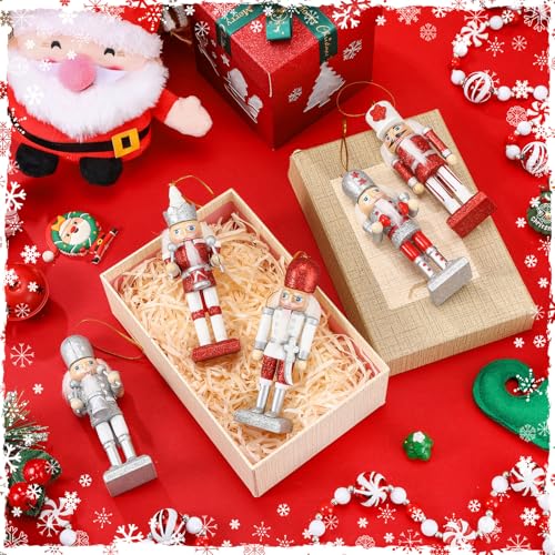 Jetec 10 Pcs Christmas Nutcracker Wooden Hanging Ornaments 5 Inch U816355
