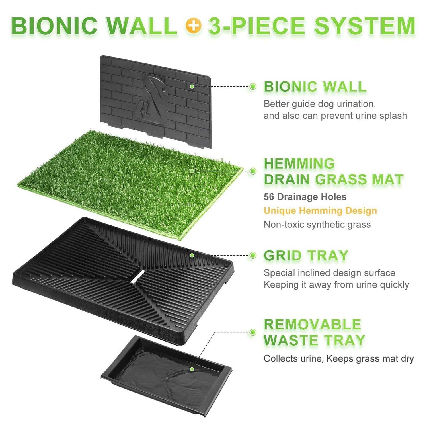 Hompet Dog Potty with Tray Large 30"x20" Artificial Grass Patch X736186